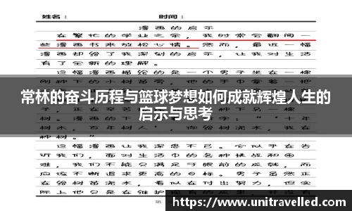 常林的奋斗历程与篮球梦想如何成就辉煌人生的启示与思考